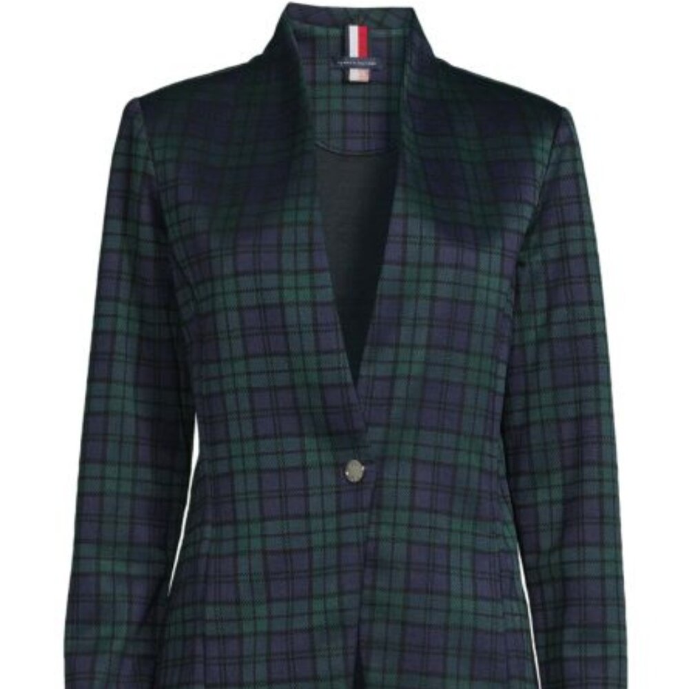 Tommy Hilfiger Plaid Single Breasted Blazer
